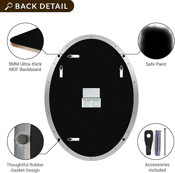 ANDY STAR Chrome Bathroom Mirror, 24x32 Inch Polished Chrome Oval Wall Mirror for Bathroom, Modern Chrome Wall Mirror Pill Shaped Stainless Steel Metal Mirror - ModernBath