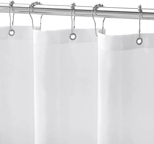 Gibelle White Fabric Shower Curtain or Liner, 72x72 Waterproof Shower Curtain Liner for Bathroom with Metal Grommets, Soft Cloth & Hotel Quality, Machine Washable - ModernBath