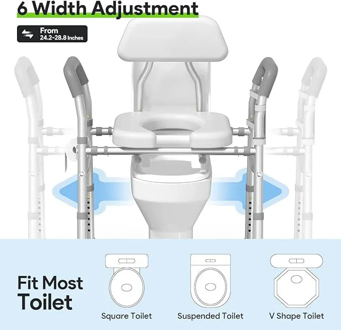 Raised Toilet Seat with Handles 400lb - Adjustable 3 in 1 Commode Chair for Toilet with Arms, Toilet Riser with Handles, Toilet Chair Over Toilet, Handicap Toilet Seat - ModernBath
