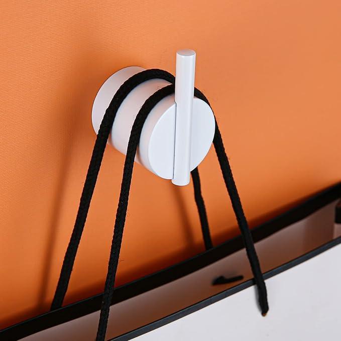 RANDOM Towel Hooks White Wall Hooks Individual Coat Hooks Stainless Steel Hand Towel Holder Modern Metal Robe Hook for Bathroom Kitchen Wall Mounted 2 Pack - ModernBath