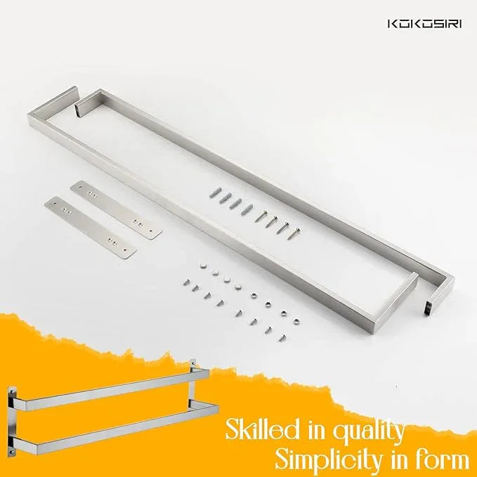 KOKOSIRI Bath Towel Bars 32 Inches Bathroom 2-Tiers Ladder Towel Rails Towel Holders Wall Mounted Towels Shelves Rack Brushed Stainless Steel, B5008BR-L32 - ModernBath