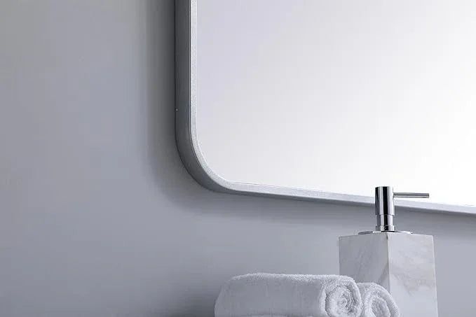 ARS Concepts Aura, Soft Corner Metal Rectangular Mirror 30X48 Inch in, Modern, Silver - ModernBath