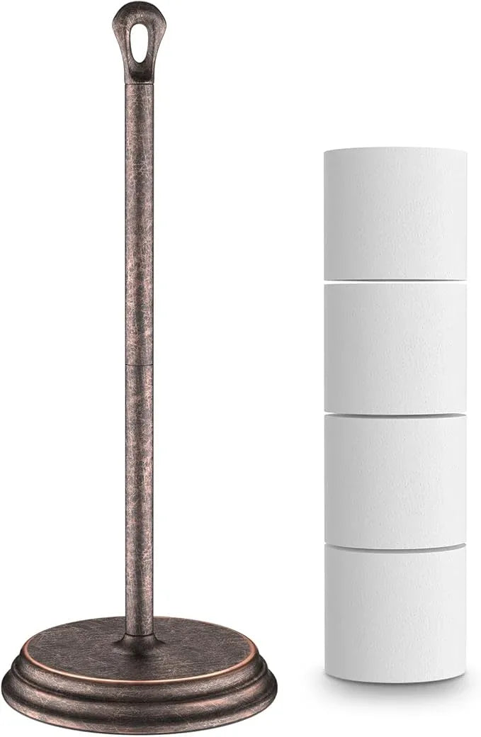 Toilet Paper Holder with Rustproof, Metal Free Standing Toilet Paper Stand Storage for Bathroom, Tissue Paper Roll Holder for Bathroom Accessories (Oil Rubbed Bronze) - ModernBath