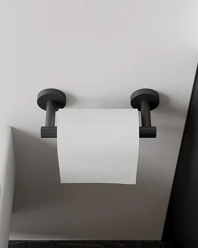 Ruacq Toilet Paper Holder Matte Black Double Post Pivoting Round Tissue Holders Roll Holder Hangers Toilet Paper Holders SUS 304 Stainless Steel Modern Wall Mounted - ModernBath