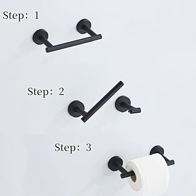 Matte Black Toilet Paper Holder Wall Mount, Bathroom Toilet Paper Holder for SUS 304 Stainless Steel, Double Post Pivoting Toilet Paper Roll Holder for Bathroom RV Paper Towels for TP - ModernBath