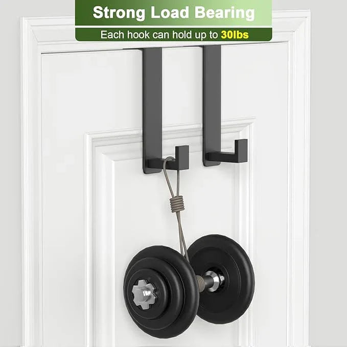 Over The Door Hooks, Door Hanger Hooks for Hanging Heavy Duty, Hat Organizer Coat Rack Towel Hooks for Bathroom, Door Rack for Bedroom Entryway Office (Black, 2 Pack, Fits 1-3/4" Thick Door) - ModernBath