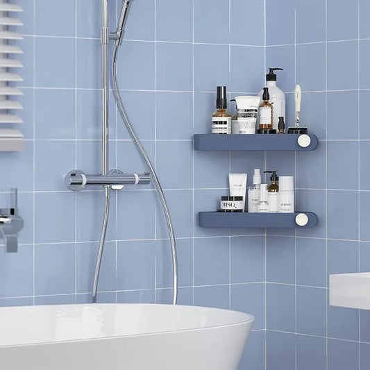 Sotfamily Shower Caddy Corner, 2 Pack Adhesive Corner Shower Shelves for Bathroom Organizers and Storage, Rust Free Plastic Rack for Bathroom Accessories & Decor, Navy - ModernBath
