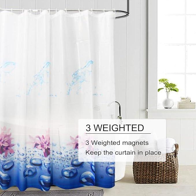 TIKABC Shower Curtain Liner, 4G PEVA Shower Liner, Plastic Waterproof Shower Curtains, 72x72 inch with Grommet Holes 3 Magnetic Weights - ModernBath