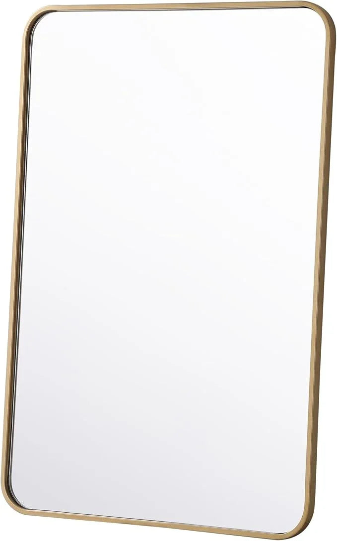 ARS Concepts Aura, Soft Corner Metal Rectangular Mirror 24X36 Inch in, Modern, Brass - ModernBath