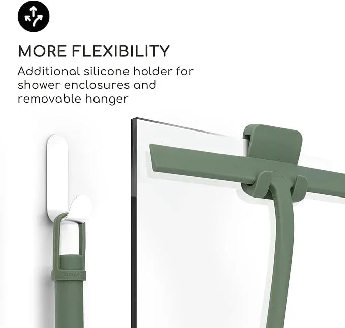 GÜTEWERK Shower Squeegee for Glass Doors, Silicone Window Squeegee, Bathroom and Glass Cleaning - Green - 11 Inch - ModernBath