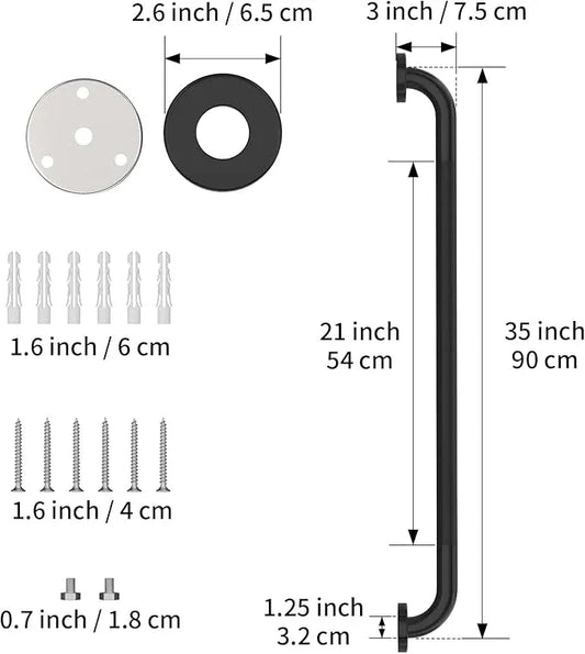 36 Inch Shower Grab Bar Oil Rubbed Black, Munzong Anti Slip Bathroom Grab Bar, Knurled Bathroom Balance Bar,Safety Hand Rail Support Handicap Elderly Injury Senior Assist Bath Handle - ModernBath
