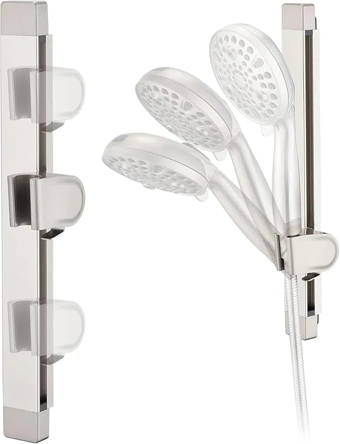 Height & Angle Adjustable Handheld Shower Head Holder, Metal Hand Held Showerhead Holder Strong Adhesive, Handheld Showerhead Holder Wall Mount, No Dril, Suitable for Bathroom or RV, Brushed Nickel - ModernBath