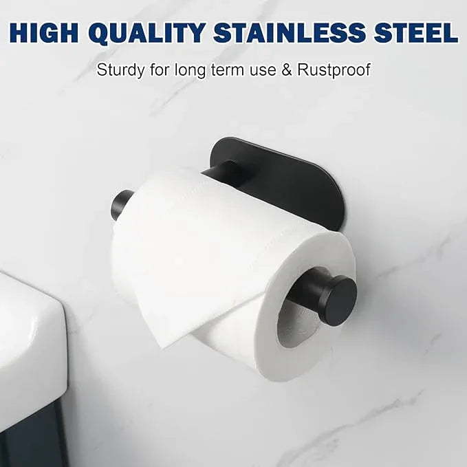NearMoon Toilet Paper Holder Self Adhesive, Premium Thicken SUS304 Stainless Steel Rustproof Adhesive Toilet Roll Holder no Drilling for Bathroom, Kitchen, Washroom (1 Pack, Matte Black) - ModernBath