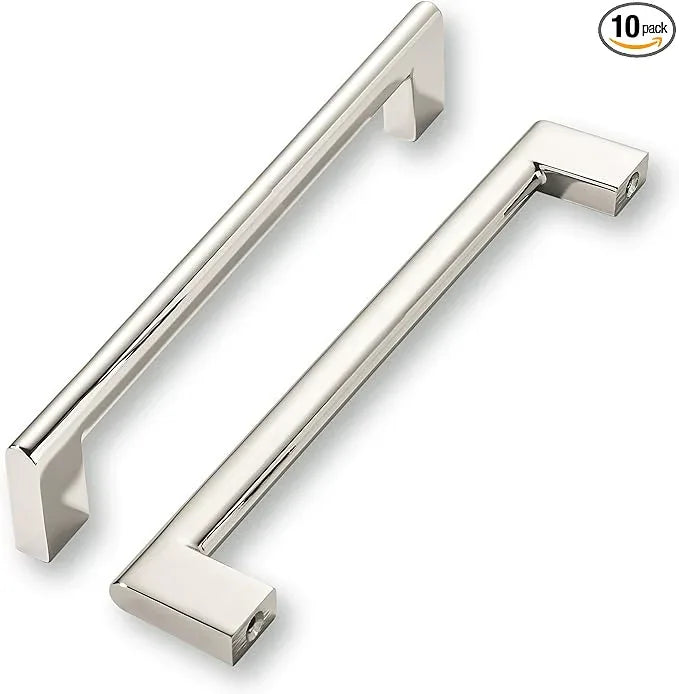 khtumeware 6 Inch Hole Center 10 Pack Polished Nickel Cabinet Pulls Heavy Duty Solid Kitchen Drawer Handle, Hardware for Bathroom, Drawer, Cabinet, Door Cabinet - ModernBath
