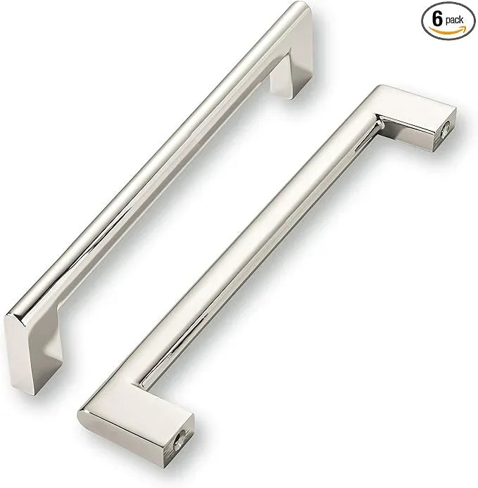 khtumeware 6 Inch Hole Center 6 Pack Polished Nickel Cabinet Pulls Heavy Duty Solid Kitchen Drawer Handle, Hardware for Bathroom, Drawer, Cabinet, Door Cabinet - ModernBath