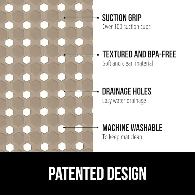 GORILLA GRIP Patented Square Shower Stall Mat, Small Bathtub Floor Mats for Stand Up Showers, Suction Cups and Drainage Holes, Machine Wash, Soft on Feet, Bathroom Accessories 21x21 Inch, Beige Opaque - ModernBath