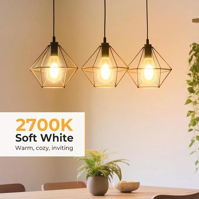 Dimmable E26 Edison Bulbs 2700K Warm White, 6W Equivalent to 60 watt E26 LED Bulb, ST58 Vintage Light Bulbs, 600LM, 90+ CRI, E26 Base, Clear Glass, 18 Pack - ModernBath
