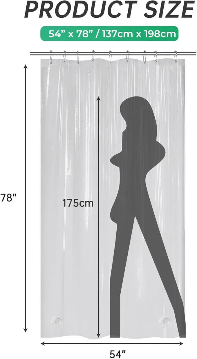 AmazerBath Stall Shower Curtain 54x78, Clear Plastic, Thick PEVA, Heavy Duty with 2 Weighted Stones and 9 Grommets - ModernBath