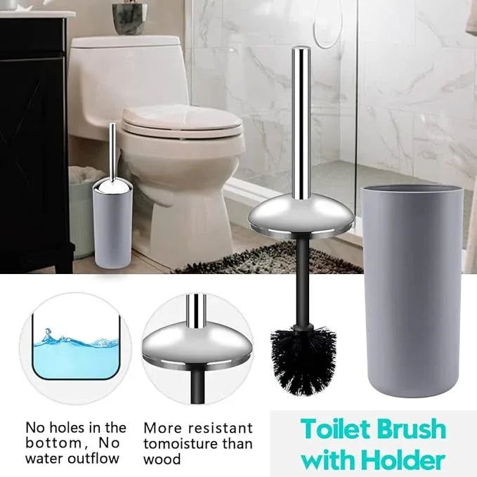 Papillon Bathroom Accessories - 6 Piece Plastic Gift Toothbrush Holder,Toothbrush Cup,Soap Dispenser & Dish,Toilet Brush Holder,Trash Can,Tumbler Straw Set (Gray) - ModernBath