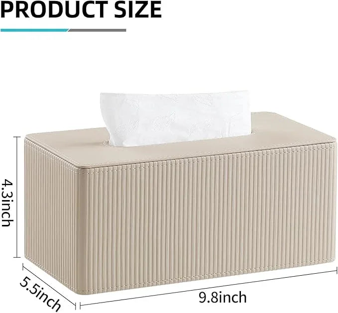 Cretkhp PU Leather Tissue Box Cover Rectangle with Magnetic Closure, Modern Tissue Box Holder for Bathroom NightStands Livingroom, Decorative Tissue Holder for 120(3-Ply)/160(2-Ply) Tissue Box (Beige) - ModernBath