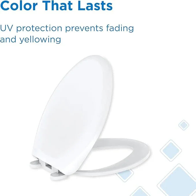 Gerber Universal Elongated Toilet Seat with Cover, Soft Close, Top Mount, Easy Install, Heavy-Duty Plastic, Adjustable Fit for Standard Elongated Toilets, Fade-Resistant, White G0099849 - ModernBath