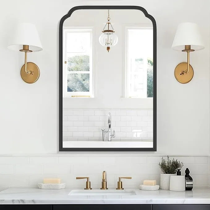 Ferytange 20X30 Inch Black Metal Framed Bathroom Mirror for Wall, Matte Black Bathroom Vanity Mirror, Rectangular Rounded Decor Mirror Anti-Rust, Tempered Glass (Black 20" x 30") - ModernBath