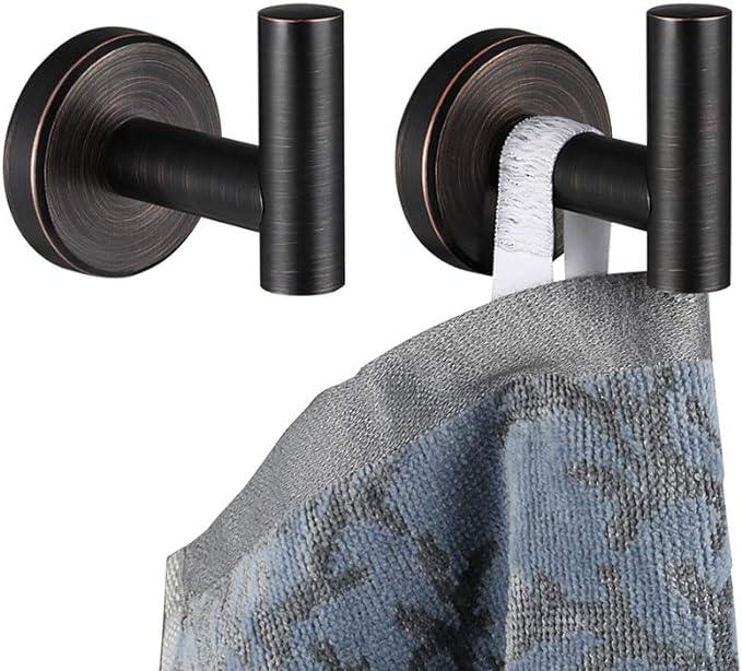 JQK Bathroom Towel Hook Oil Rubbed Bronze, 304 Stainless Steel 0.8mm Coat Robe Clothes Hook for Bathroom Kitchen Garage Wall Mounted (Pack of 2), TH100-ORB-P2 - ModernBath