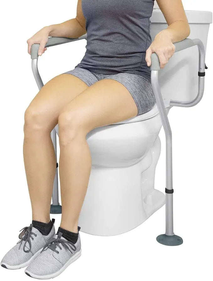 Vive Toilet Safety Rails for Seniors - Adjustable Grab Bars for Toilet - Toilet Safety Frame - Toilet Assistance for Elderly & Disabled - Toilet Seat with Handles - Bathroom Assist Bar Support Aid - ModernBath