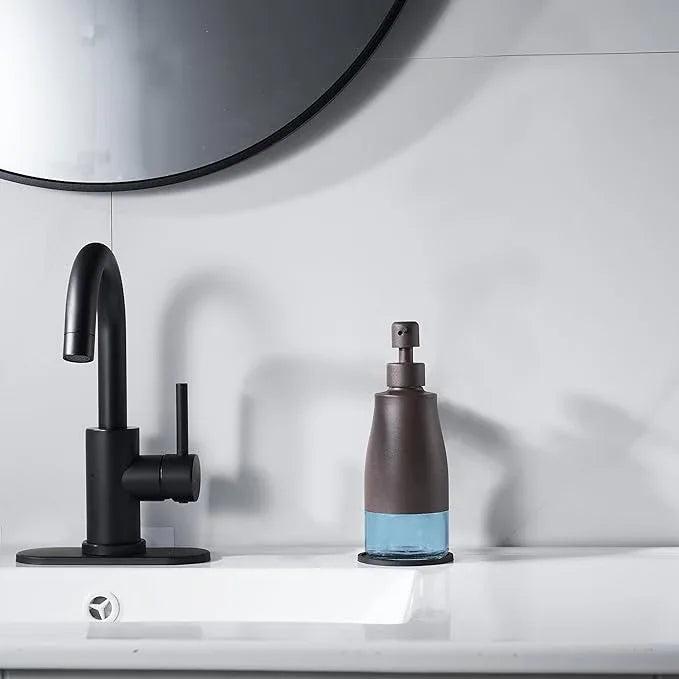 Gaussra Bronze Soap Dispenser with Coaster and Stickers, Stainless Steel and Glass Bottle Hand Pump Dispenser, Refillable Liquid Hand Soap Dispenser for Bathroom & Kitchen (11OZ / 320ML) - ModernBath