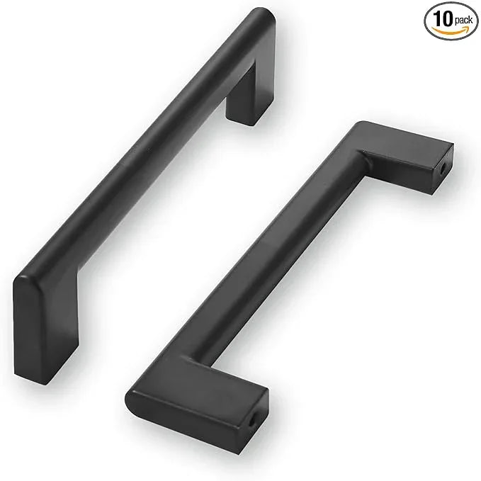 khtumeware 3-3/4 Inch Hole Center 10 Pack Matte Black Cabinet Pulls Heavy Duty Solid Kitchen Drawer Handle, Hardware for Bathroom, Drawer, Cabinet, Door Cabinet - ModernBath