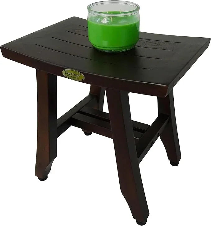 DecoTeak Satori 14 Inch Shaving Waterproof Teak Wood Shower Bench Stool Seat Chair for Inside Shower Provides Safety, Storage, and Organization for Bathroom Accessories - ModernBath