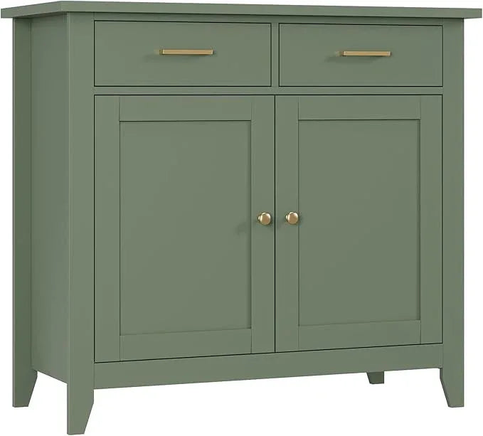 HORSTORS Kitchen Storage Cabinet, Modern Farmhouse Buffet Cabinet with Storage, Coffee Bar with 2 Drawers and 2 Doors, Floor Sideboard Buffet for Living Room, Dining Room, Bathroom, Green - ModernBath