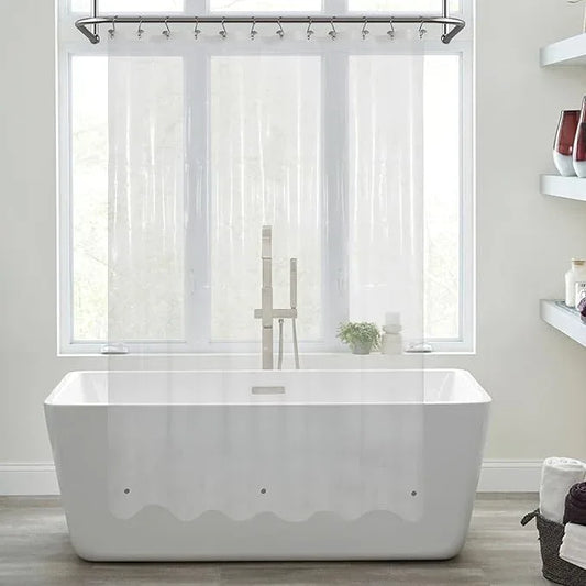 Mrs Awesome Long Shower Curtain Liner with 3 Magnets, 72x78 Clear PEVA Shower Liner, 78 Length Plastic Shower Curtain for Bathroom, Waterproof, 72 x 78, Clear - ModernBath