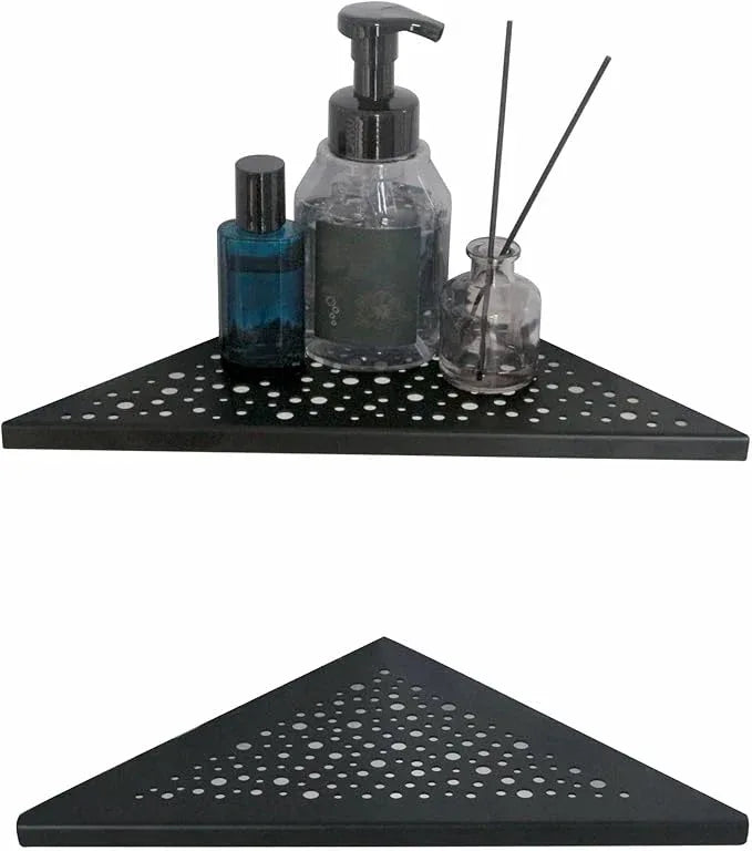 Black 10’’ Corner Shower Shelf 2 Pack, Triangular Shower Corner Shelves 304 Stainless Steel Bathroom Shower Shelf for Tiled Wall, No Drilling Needed Matte Black - ModernBath