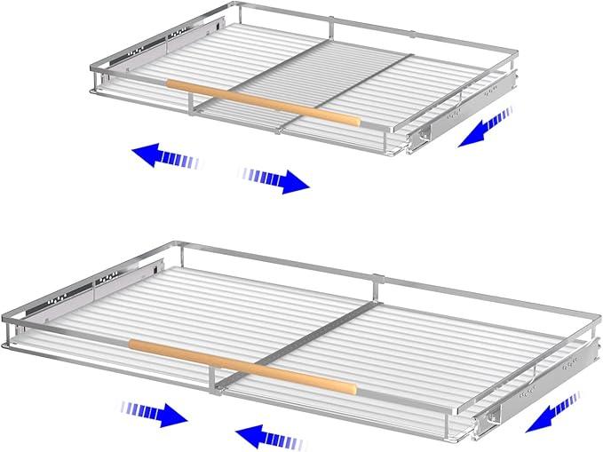Pull Out Drawer Cabinet Organizer, Expandable Slide Out Storage Shelves - Heavy Duty, Durable and Smooth Slide-Out, 12.3" x 18.3" Wide x 17.3" Deep, 2 Pack - ModernBath