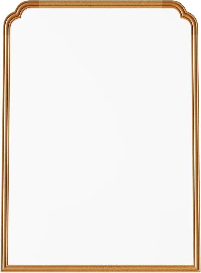 Ferytange 30" x 40" Wood Bathroom Mirror for Over Sink, Rustic Rounded Corner Vanity Mirror for Entryway, Living Room or Bedroom Home Decorative [Natural Color] - ModernBath