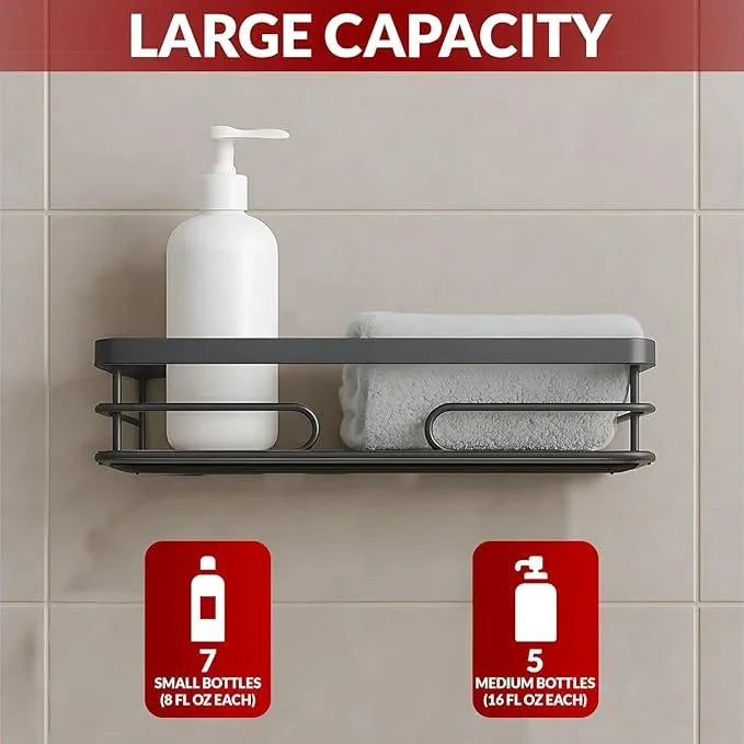 2-Pack Corner Shower Caddy - Rustproof Premium Metal Shelves with Adhesive Pads, No Drilling Required, Wall-Mounted Bathroom Organizer and Storage - Black - ModernBath