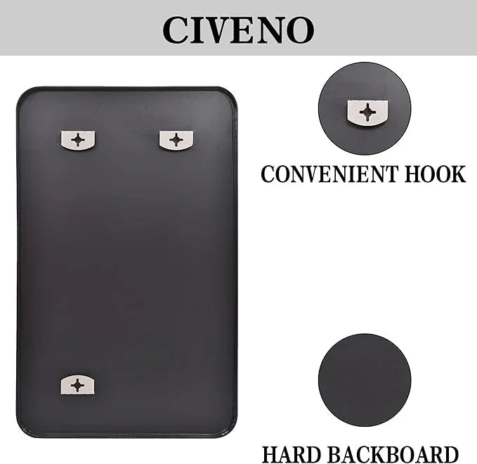 CIVENO Bathroom Mirror, 55 x 36 inch Black Rectangle Wall Mirror, Metal Frame Rounded Corner Vanity Mirror, Large Wall Mounted Mirrors for Over Sink Bedroom Living Room Horizontal Or Vertical Mounting - ModernBath