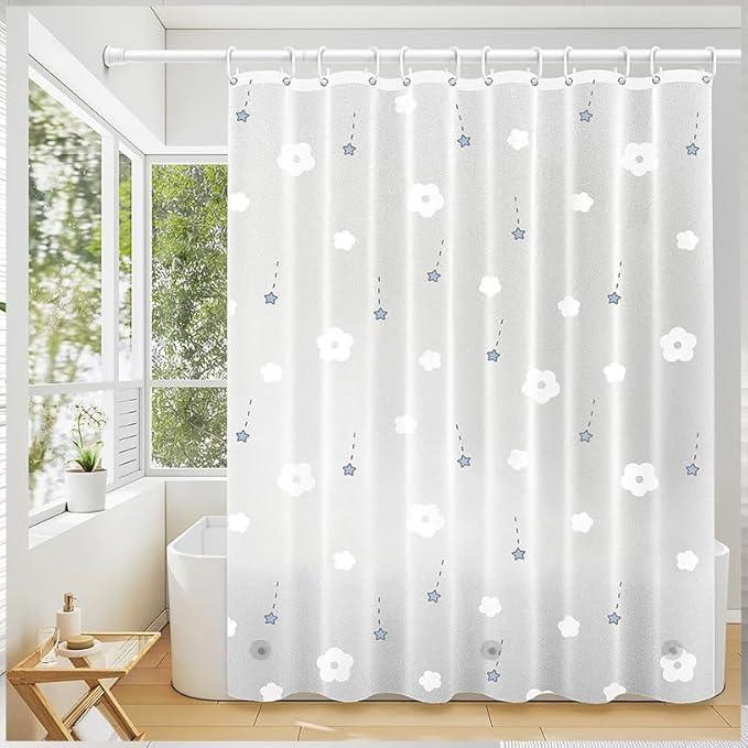TIKABC Shower Curtain Liner, 4G PEVA Shower Liner, Plastic Waterproof Shower Curtains, 72x72 inch with Grommet Holes 3 Magnetic Weights - ModernBath