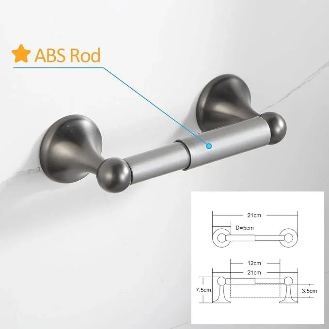 BGL Bathroom Hardware Set Grey Electroplating 4-Piece Bathroom Accessories Set Wall Mounted Adjustable Towel Bar Robe Hook Toilet Paper Holder Towel Ring Glossy Grey - ModernBath