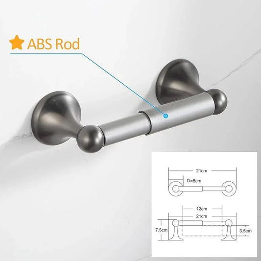 BGL Bathroom Hardware Set Grey Electroplating 4-Piece Bathroom Accessories Set Wall Mounted Adjustable Towel Bar Robe Hook Toilet Paper Holder Towel Ring Glossy Grey - ModernBath