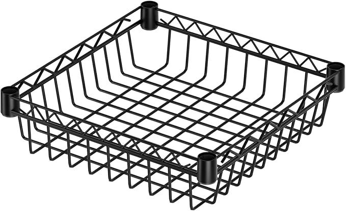 6 Shelves Storage Shelf Wire Closet Bathroom Organizers Metal Pantry Kitchen Garage Shelving Unit Laundry Room Organization Home Rack Net Basket Black with Wheels 14" Dx14 Wx64.8 H - ModernBath