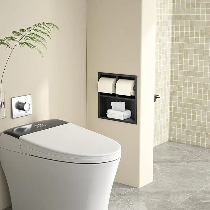 Dual Toilet Roll Holder, 304 Stainless Steel Toilet Paper Holder Toilet Niche Dispenser for Bathroom Renovation (Matte Black) - ModernBath