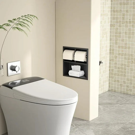 Dual Toilet Roll Holder, 304 Stainless Steel Toilet Paper Holder Toilet Niche Dispenser for Bathroom Renovation (Matte Black) - ModernBath