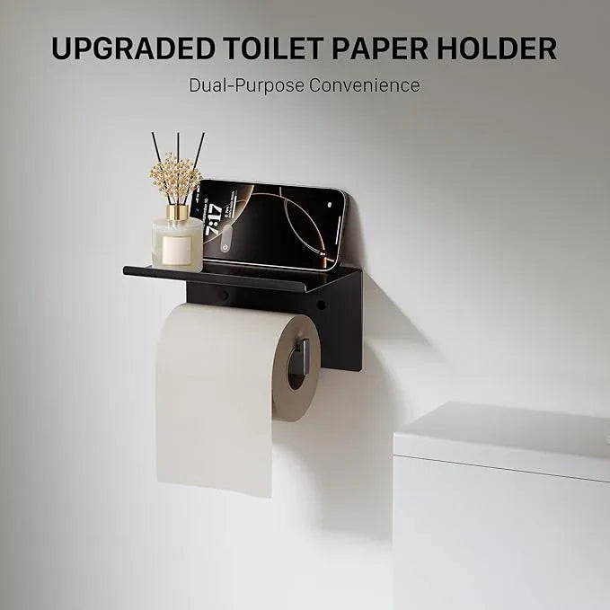 5-Piece 23.6 Inch Matte Black Bathroom Accessories Set, Bathroom Hardware Set, SUS304 Stainless Steel Bath Towel Bar Set, Toilet Paper Holder with Shelf, Towel Hooks, Towel Ring Wall Mounted - ModernBath