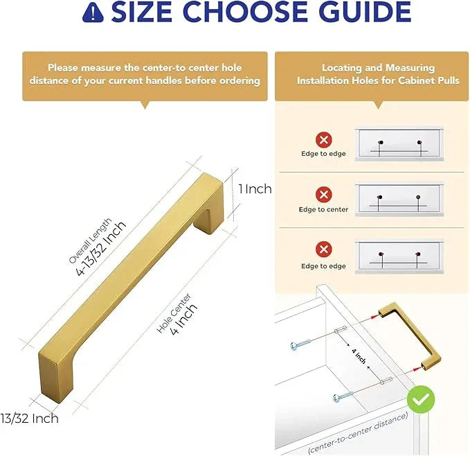 Ravinte 10 Pack Solid 4 Inch Kitchen Square Cabinet Handles Brushed Brass Cabinet Pulls Drawer Pulls Kitchen Cabinet Hardware Handles - ModernBath
