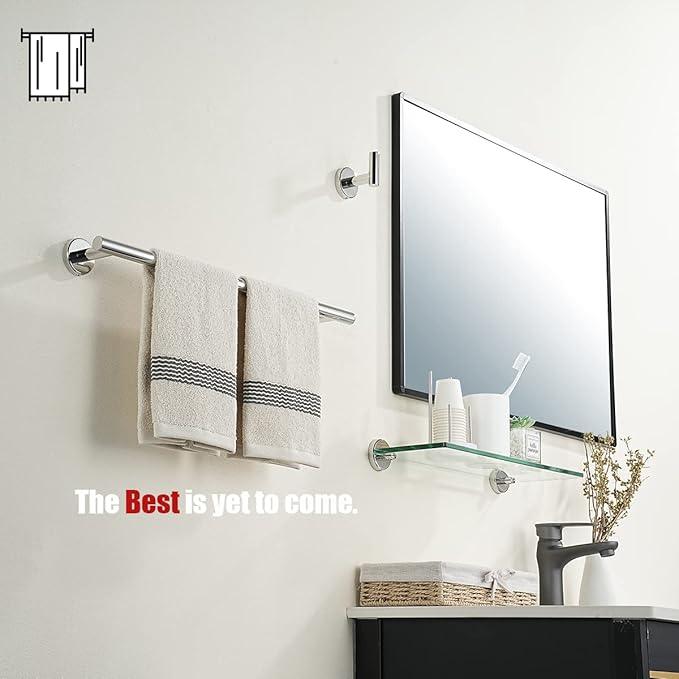 JQK Chrome Towel Bar, 20.5 Inch 304 Stainless Steel Thicken 0.8mm Towel Rack Bathroom, Towel Holder Polished Finished Wall Mount, Useable Length 18 Inch, TB110L18-CH - ModernBath