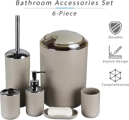 IMAVO Bathroom Accessories Set,Bathroom Set,7 Pieces Bathroom Accessory Set,Tray,Toilet Brush,Trash Can for Bathroom Décor and Housewarming Gifts - ModernBath