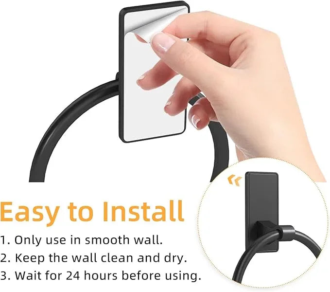 Towel Ring, SUS304 Hand Towel Holder for Bathroom，Adhesive Towel Holder Bathroom Towel Hanger for Bathroom, Matte Black - ModernBath