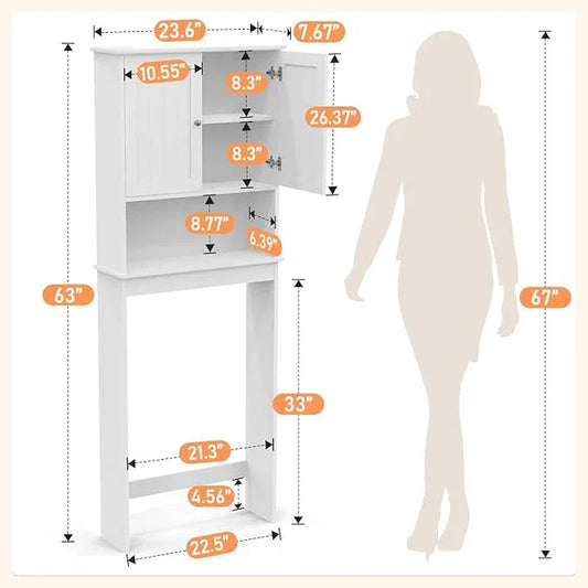 Over The Toilet Storage Cabinet, Behind Toilet Bathroom Organizer with Adjustable Shelves, Wooden Above Toilet Storage Shelf, Space Saver for Restroom, Bathroom, Laundry - ModernBath
